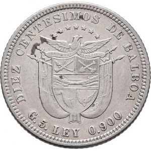 Panama, republika, 1903 -, 10 Centesimos 1904, KM.3 (Ag900), 4.950g, nep.hr.,