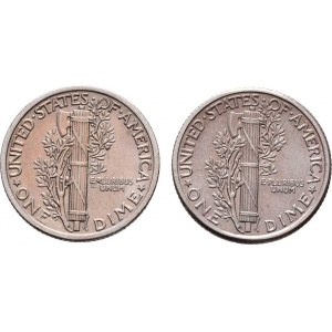 USA, Dime (10 Cent) 1925, 1926 - Merkur, KM.140 (Ag900),