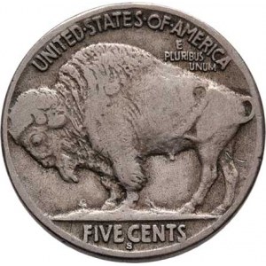 USA, 5 Cent 1917 S - bizon, KM.134 (CuNi), 4.907g, dr.hr.,