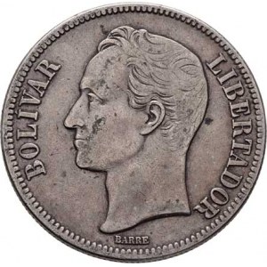 Venezuela, republika, 1830 -, 25 Gram (5 Bolivares) 1929, Y.24.2 (Ag900), 24.806g,