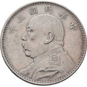 Čína, republika, 1911 -, Dolar, rok 3 (= 1914), generál Yuan Š-kchai, Y.329,