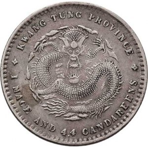 Čína - provincie Kuang-tung, 20 Cent b.l.(1890 - 1908), Y.201, Ag800, 5.333g,