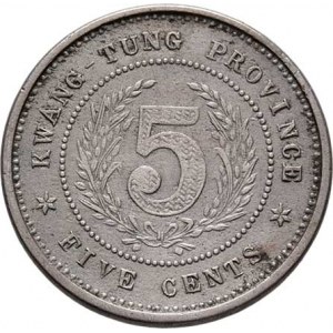 Čína - provincie Kuang-tung, 5 Cent, rok 8 (= 1919), Y.420, CuNi, 2.579g, nep.hr.,