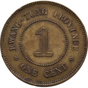 Čína - provincie Kuang-tung, Cent, rok 5 (= 1916), Y.417a, mosaz, 6.407g, dr.hr.,