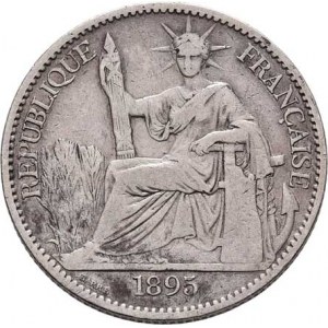 Francouzská Indočína, 50 Centimes 1895 A, Paříž, KM.4 (Ag900), 13.474g,