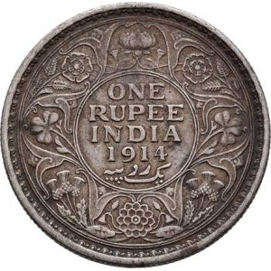 Indie, George V., 1910 - 1936, Rupie 1914, KM.524 (Ag917), 11.670g, nep.hr.,