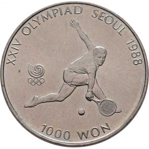 Korejská republika, 1000 Won 1987 - LOH Soul 1988 - tenis, KM.47 (CuNi),