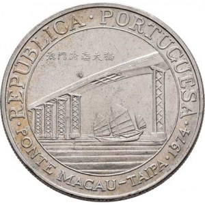 Macao - portugalská kolonie, 20 Patacas 1974 - most do Taipy, KM.8 (Ag650),