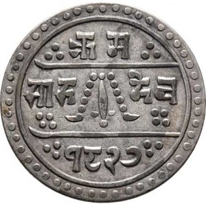 Nepál, Prithvi Bir Bikram, 1881 - 1911, 1/2 Mohar, SE.1827 (= 1905), KM.648, Ag 21mm, 2.703g,