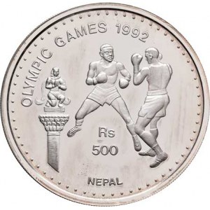 Nepál, Virendra Vir Vikrama, 1972 -, 500 Rupie 1992 - LOH Barcelona - boxeři, KM.1058