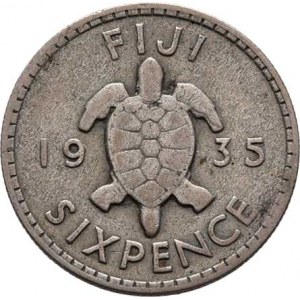 Fiji, George V., 1910 - 1936, 6 Pence 1935, KM.3 (Ag500), 2.715g, nep.hr.,