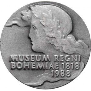 Medaile vydané Českou numismatickou společností, Kozák - 170 let Národního muzea 1818 / 1988 - hlav