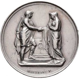 Francie, Montaony - AR svatební medaile b.l. - muž a žena