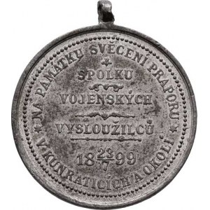 Medaile a odznaky spolků vysloužilců (veteránů), Kunratice u Prahy 1899 - svěcení praporu 23.7.,
