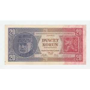 Československo - bankovky Národ. banky Československé, 20 Koruna 1926, série Dg, BHK.21b2, He.21c2,