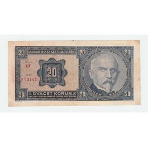 Československo - bankovky Národ. banky Československé, 20 Koruna 1926, série Ef, BHK.21b2, He.21c2,