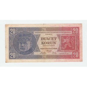 Československo - bankovky Národ. banky Československé, 20 Koruna 1926, série Ef, BHK.21b2, He.21c2,