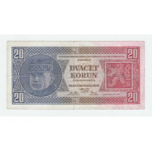 Československo - bankovky Národ. banky Československé, 20 Koruna 1926, série Pe, BHK.21b2, He.21c2,