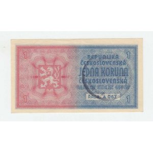 Protektorát Čechy a Morava, 1939 - 1945, 1 Koruna b.l. - ruční přetisk, série A067, BHK.28a,