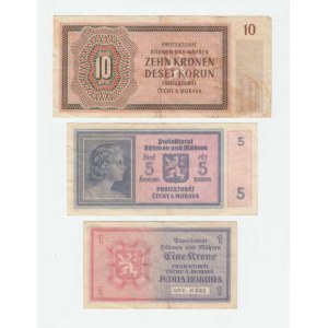 Protektorát Čechy a Morava, 1939 - 1945, 1 Koruna (1940) - série H063, 5 Koruna (1040) - série