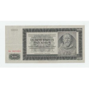 Protektorát Čechy a Morava, 1939 - 1945, 1000 Koruna 1942 - 2.vyd.- série Ka, BHK.39a, He.41a,