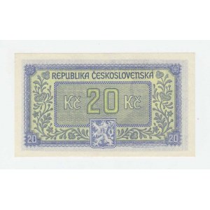 Československo - státovky londýnské emise, 20 Koruna (1945), série KL, BHK.72, He.77a, neperf.