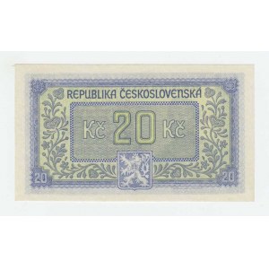Československo - státovky londýnské emise, 20 Koruna (1945), série KN, BHK.72, He.77a, neperf.