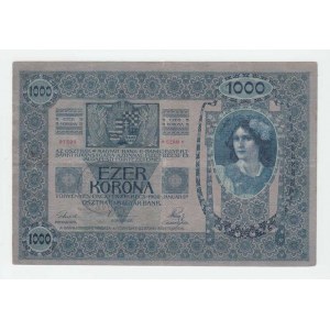 Jugoslávie, 1000 Koruna 1902, Pick.10 - série 1186, přeškrtnutý
