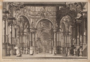 Johann Adreas Pfeffel (1674 Bischoffingen - 1748 Augsburg), Scena della Festa Teatrale in occasione delli Sponsali del Principe Reale di Polonia ed elettorale di Sassonia, wg projektu Giuseppe Galli da Bibbiena, około1740