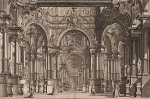 Johann Adreas Pfeffel (1674 Bischoffingen - 1748 Augsburg), Scena della Festa Teatrale in occasione delli Sponsali del Principe Reale di Polonia ed elettorale di Sassonia, wg projektu Giuseppe Galli da Bibbiena, około1740