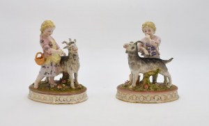 Para figurek - pasterze z kozami