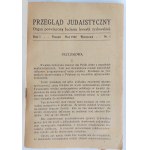 Przegląd Judaistyczny, 1922 r. numer 1