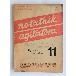 Notatnik Agitatora. Wydanie dla miasta 11, Warszawa 1952 r.