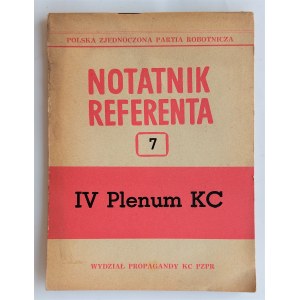 Notatnik Referenta 7. IV Plenum KC, Warszawa 1950 r.