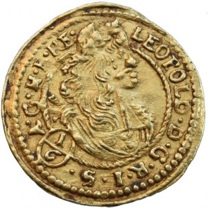 Leopold I. 1657-1705, 1/6 dukátu 1698 NB-IB Nagybánya