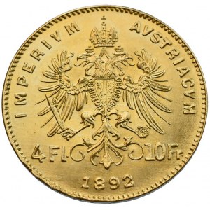 FJI 1848-1916, 4 zlatník 1892 b.z., novoražba