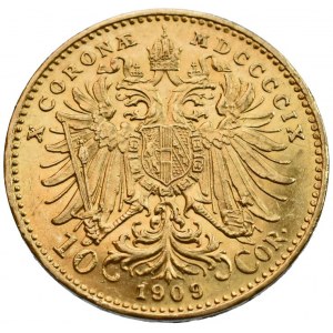 FJI 1848-1916, 10 koruna 1909 b.z., Schwartz, vlas.škr.