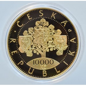 ČR 1993-, 10000 Kč 2018 - 100. výročí vzniku Československa, Au 0,9999, 31.107g, 34 mm, náklad 8200 ks, etue, kapsle, certifikát