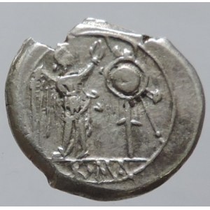 ANONYM, 211 př.Kr, victoriatus, Jupiter / Viktorie korunuje trofej. Crw.53, BMC 296, S. 9, 3,11gr. hr. ražbou