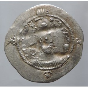 Persie - Sasánovci. HORMAZD IV. 579-590, Ag drachma, 11.rok vlády, poprsí s korunou / hořící oltář mezi dvěma strážci, BYSh - Bishapur, provincie Fars. Mitch. 1075-1077, 31 mm, 4,1 g