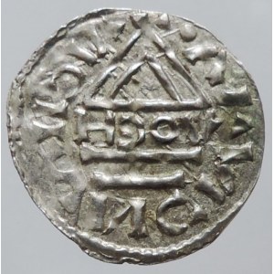 Bavorsko, Jindřich IV. královská vláda 1002-1009, denár Hahn 27i, mincovna Řezno, HCOV pod lomenicí, 1,299g