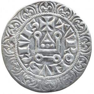 Francie, Filip IV. Sličný, 1285 - 1314, tourský groš, b.l., kříž, dvojitý opis / styliz. hrad, opis, kruh královských lilií, nep.ned.