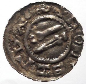 Boleslav II. 972-999, denár Cach 91, mečový typ 1,085g RR