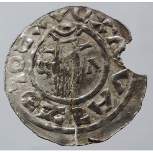 Boleslav II. 972-999, denár Cach 123, ethelredský typ, naprasklý, zvlněný, dr.vyl.okr., široký střížek 1,159g/22,6mm