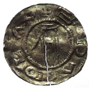 Břetislav I. 1034-1055, denár Cach 300 moravský, Všebor, dr.napr., patina 1,062g/20mm