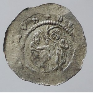 Vladislav II. 1140-1172, denár Cach 587 b.zn., n.ned., všechny postavy krásně vyraženy 0,762g