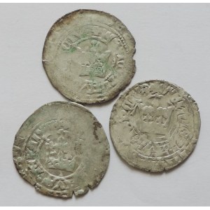 Václav IV. 1378-1419, pražský groš, nedor, stopy, kor. 3ks