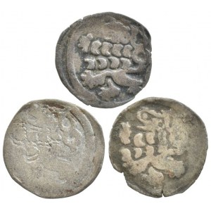 Jiří z Poděbrad 1458-1471, peníz se lvem, tři různé varianty, 3ks