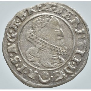 Ferdinand II. 1619-1637, 3 krejcar 1629 Praha-Hübmer, MKČ 760, var.opisu za zn. R.I.S.A.G.B.H.REX:, zkrácený letopočet, nep.hr., nep.škr.