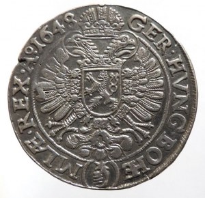 Ferdinand III. 1637-1657, tolar 1648 Praha-Wolker, MKČ 1172, nep.napr.okr. 28,841g